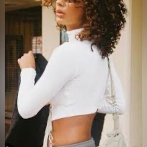 Princess Polly Classic White Long Sleeve Turtleneck Crop Top
